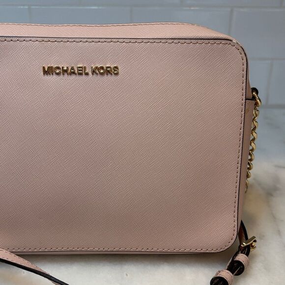 Michael Kors Bag Crossbody Purse Handbag Leather Cynthia Pink Chain Satchel Bag - Picture 4 of 16
